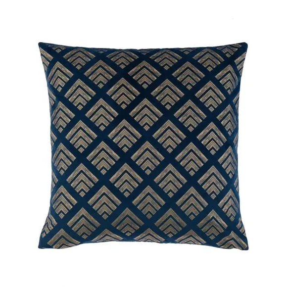 Square Cushion Cover Geo Foil - Navy, Velvet image