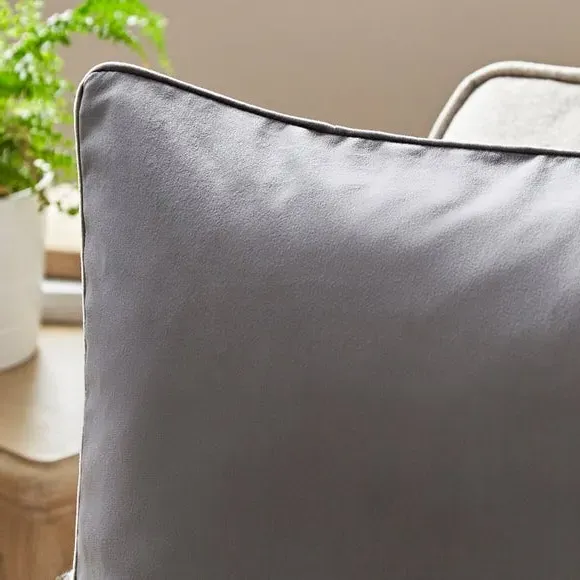 Square Cushion Cover - Grey, Recycled Velour
