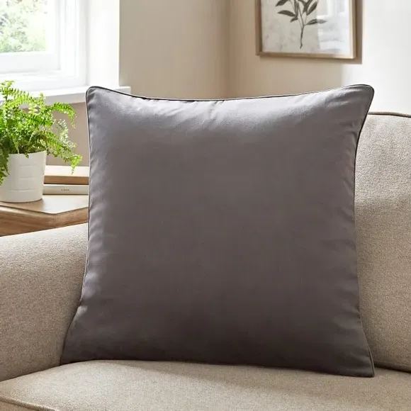 Square Cushion Cover - Grey, Recycled Velour