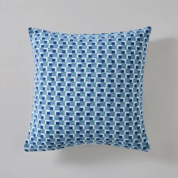Square Cushion Cover Jacquard - Blue, Chenille