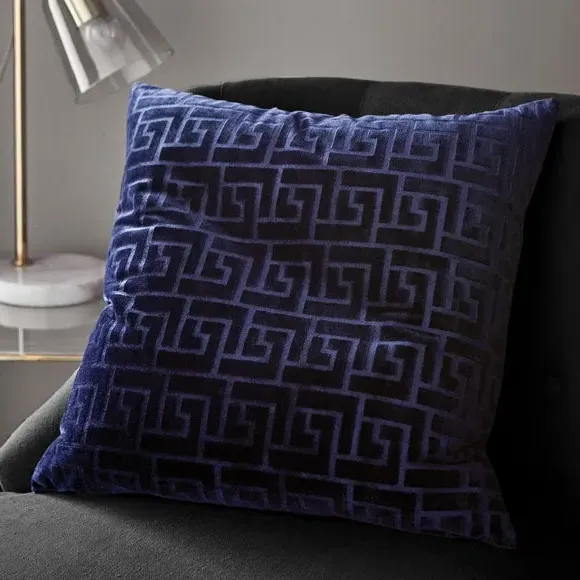 Square Cushion Cover Key Cut Design - Navy, Velvet image