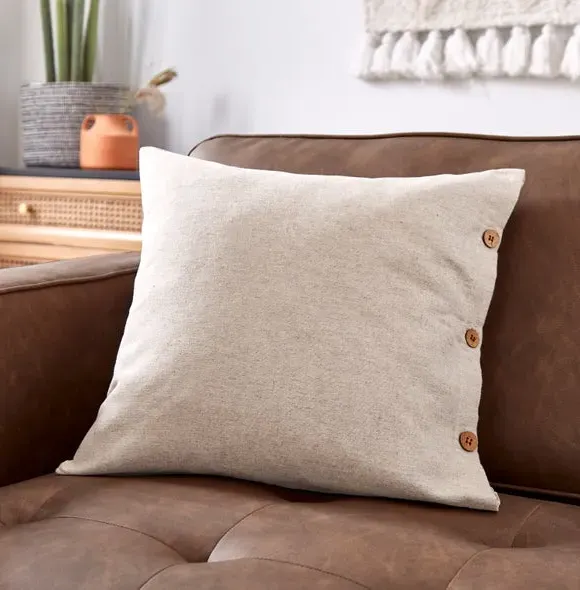 Square Cushion Cover - Natural, Cotton Linen