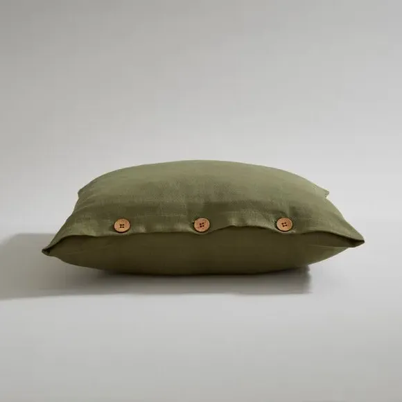 Square Cushion Cover - Olive, Cotton Linen