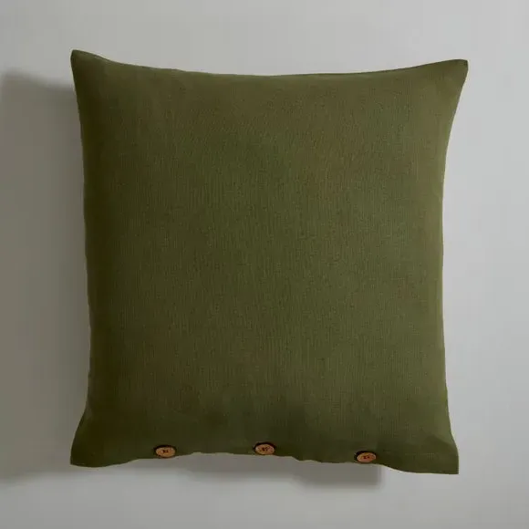 Square Cushion Cover - Olive, Cotton Linen