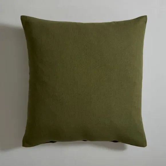 Square Cushion Cover - Olive, Cotton Linen