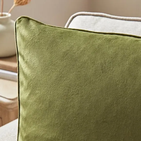 Square Cushion Cover - Olive, Recycled Velour