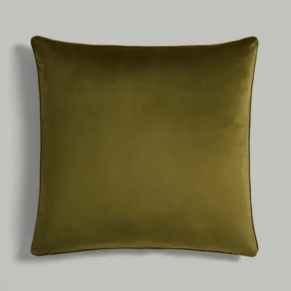 Square Cushion Cover - Olive, Recycled Velour