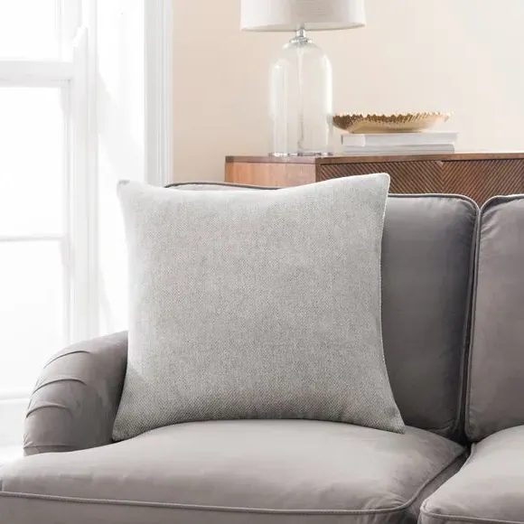 Square Cushion Cover - Silver, Chenille