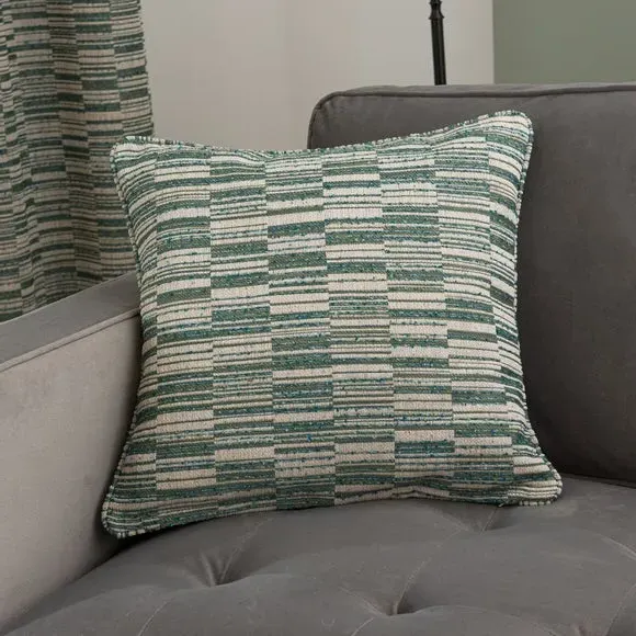 Square Cushion Cover Striped Jacquard - Jade