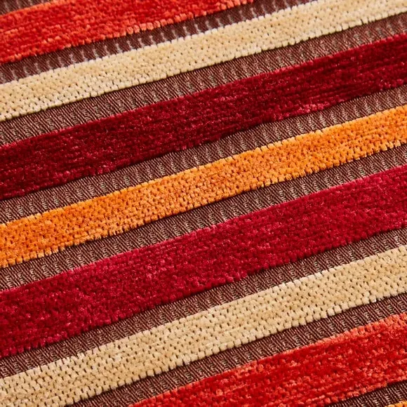 Square Cushion Cover Striped - Orange, Cotton