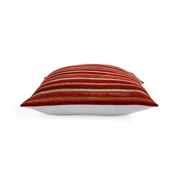 Square Cushion Cover Striped - Orange, Cotton
