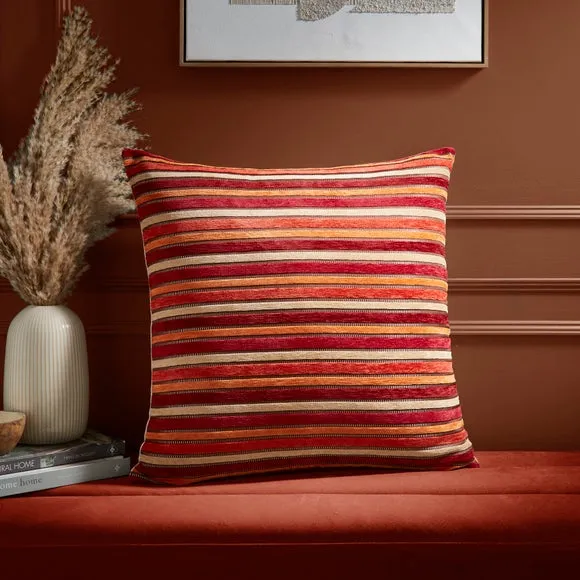 Square Cushion Cover Striped - Orange, Cotton image