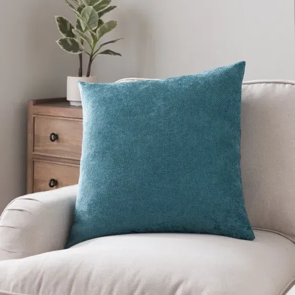 Square Cushion Cover - Teal, Chenille