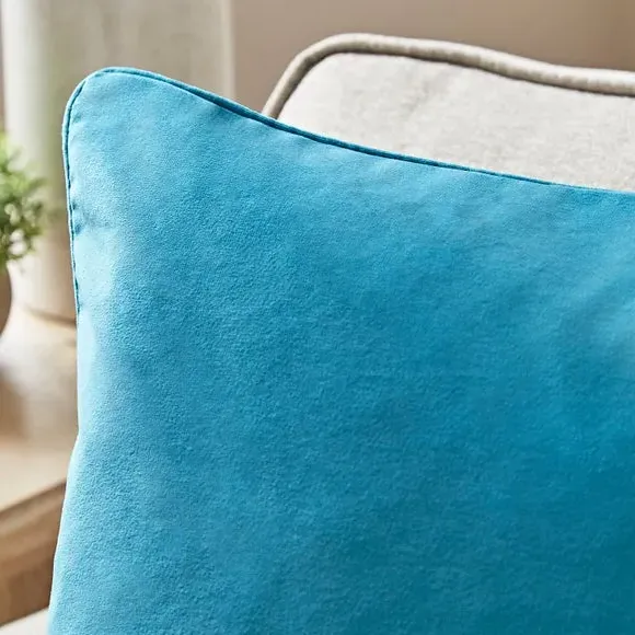 Square Cushion Cover - Teal, Recycled Velour