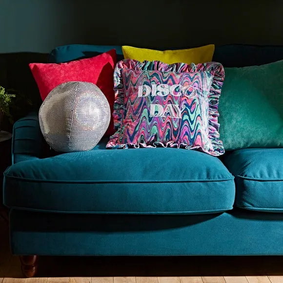 Square Cushion Cover - Teal, Recycled Velour