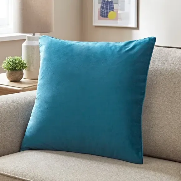 Square Cushion Cover - Teal, Recycled Velour