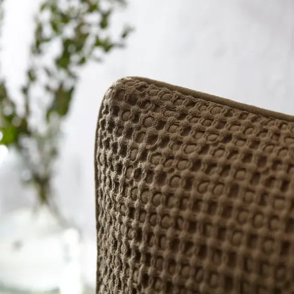Square Cushion Cover Waffle Texture - Khaki, Cotton