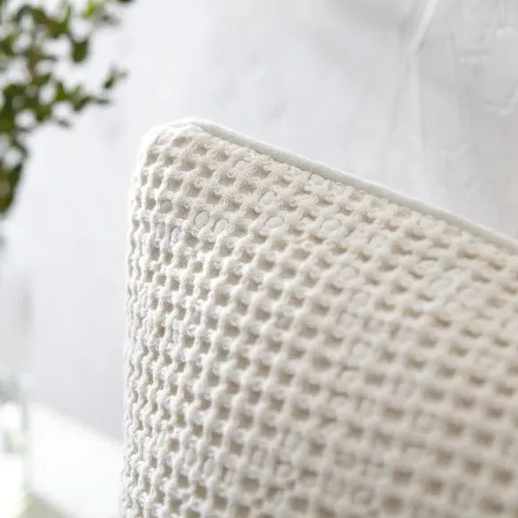 Square Cushion Cover Waffle Texture - White, Cotton