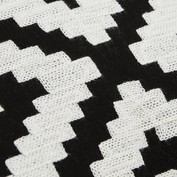 Square Cushion Cover with Embroidery - Black, Cotton