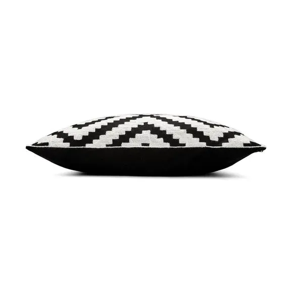 Square Cushion Cover with Embroidery - Black, Cotton