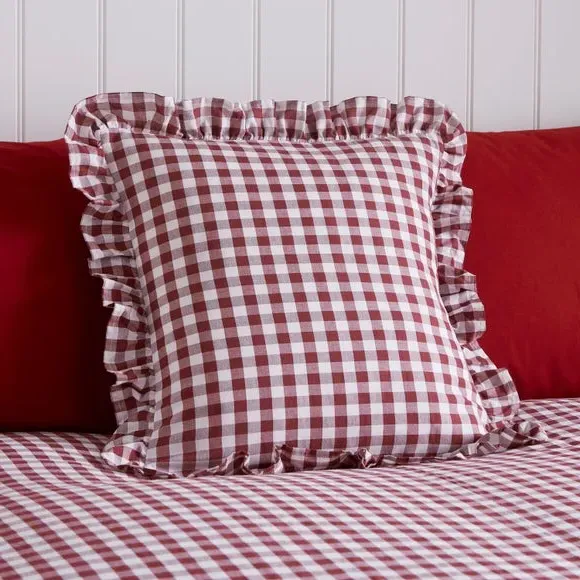 Square Cushion Cover with Frills - Mulberry, Cotton image