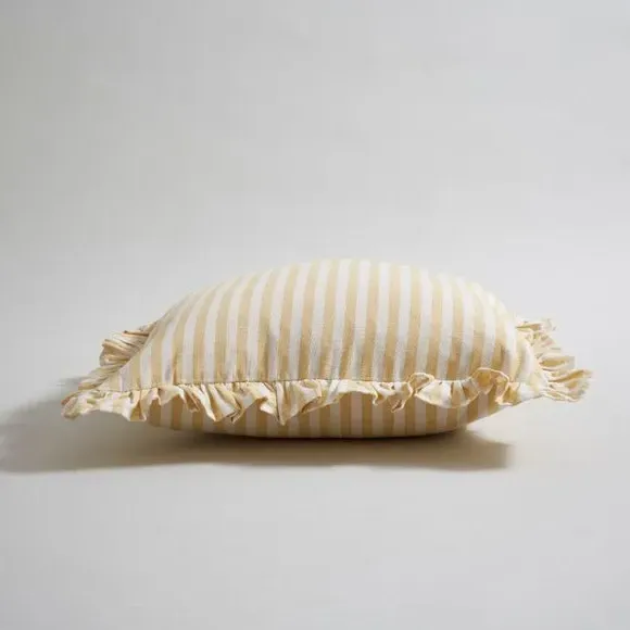 Square Cushion Cover with Frills - Ochre, Cotton