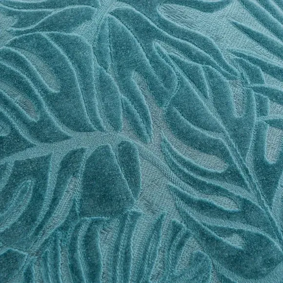Square Cushion Cover with Leaf Pattern - Peacock