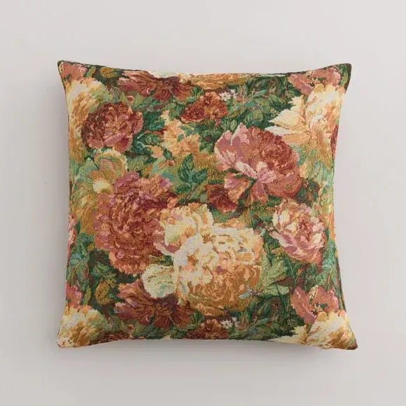 Square Cushion Cover with Rose Design - Red