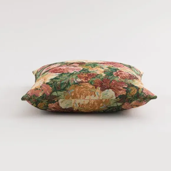 Square Cushion Cover with Rose Design - Red