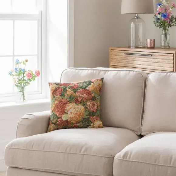 Square Cushion Cover with Rose Design - Red image