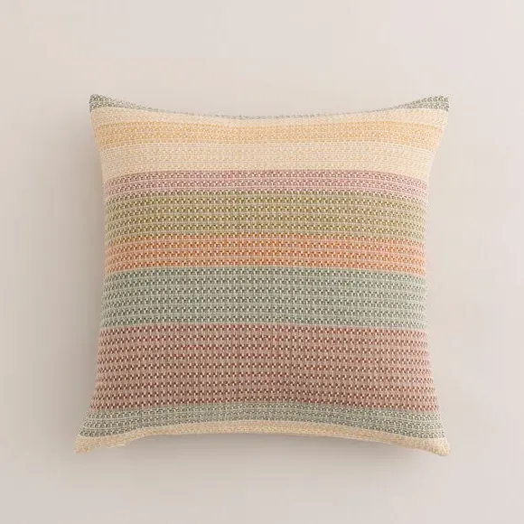 Square Cushion Cover with Stripes - Multicolor, Cotton