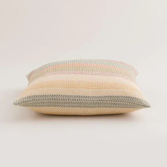 Square Cushion Cover with Stripes - Multicolor, Cotton