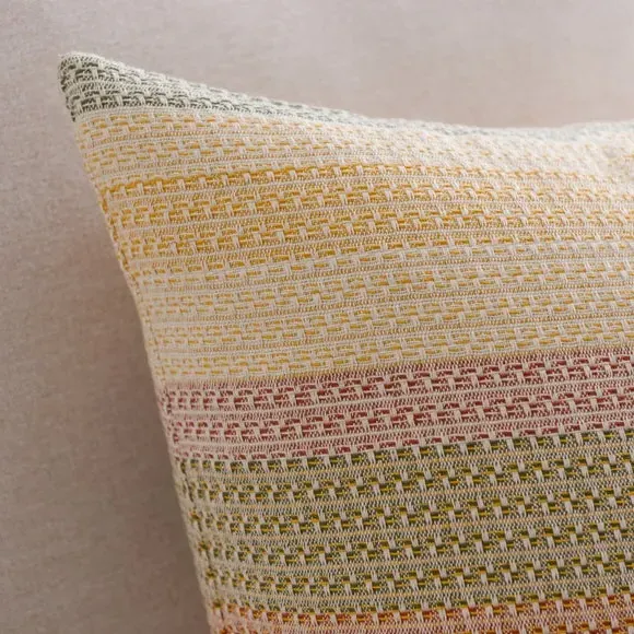 Square Cushion Cover with Stripes - Multicolor, Cotton