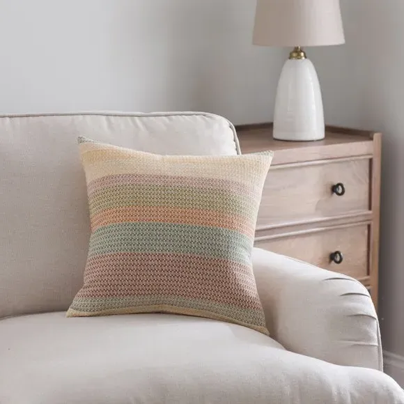 Square Cushion Cover with Stripes - Multicolor, Cotton image