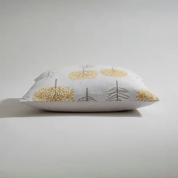 Square Cushion Cover with Tree Print - Grey
