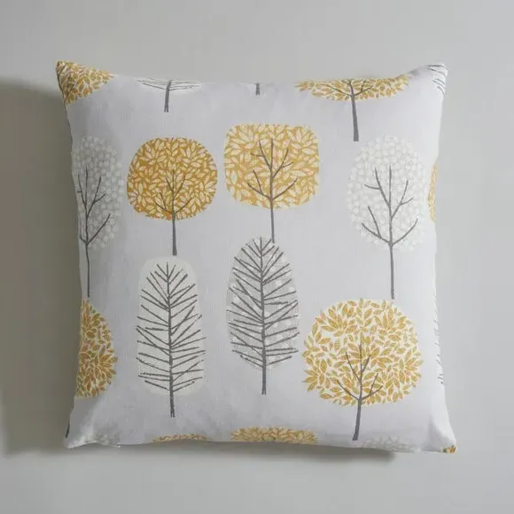 Square Cushion Cover with Tree Print - Grey