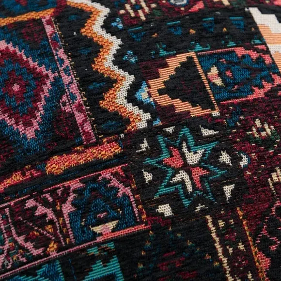 Square Cushion Cover with Zip - Black, Jacquard