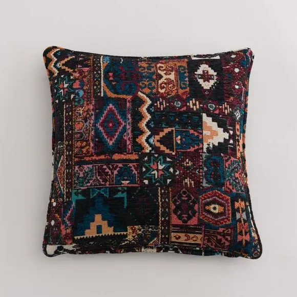 Square Cushion Cover with Zip - Black, Jacquard