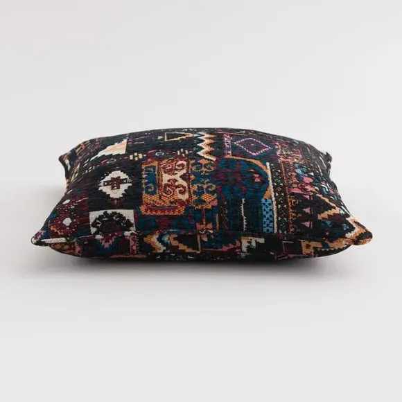 Square Cushion Cover with Zip - Black, Jacquard