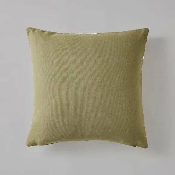 Square Cushion Cover with Zip - Green, Cotton