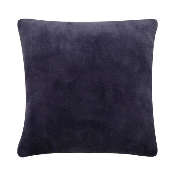 Square Cushion Cover with Zip - Navy, Faux Fur
