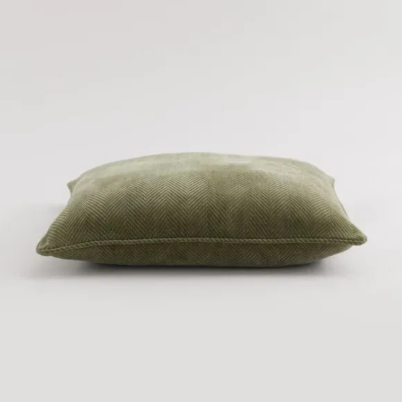 Square Cushion Cover with Zip - Olive, Chenille