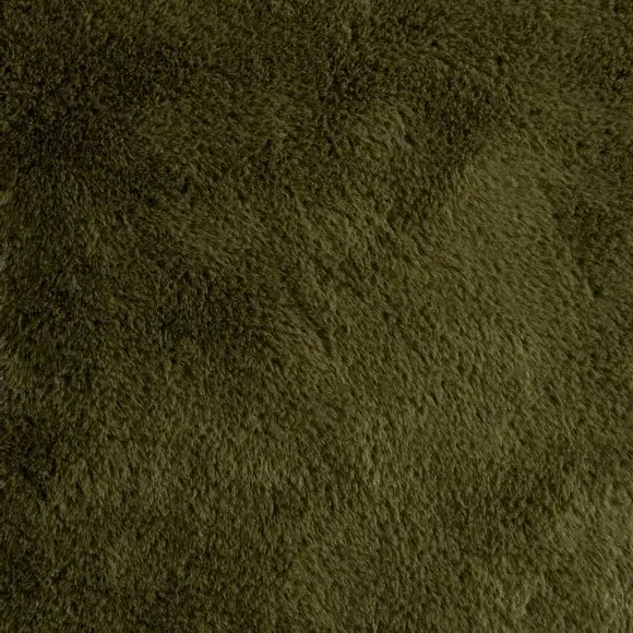 Square Cushion Cover with Zip - Olive, Faux Fur