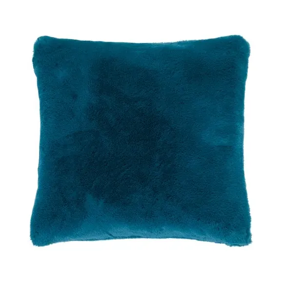 Square Cushion Cover with Zip - Peacock, Faux Fur