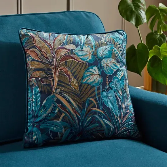Square Cushion Cover with Zip - Peacock