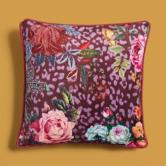 Square Cushion Cover with Zip - Purple