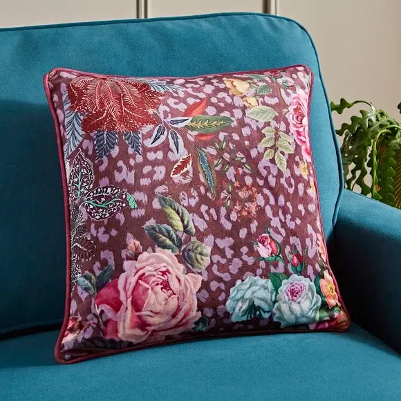 Square Cushion Cover with Zip - Purple