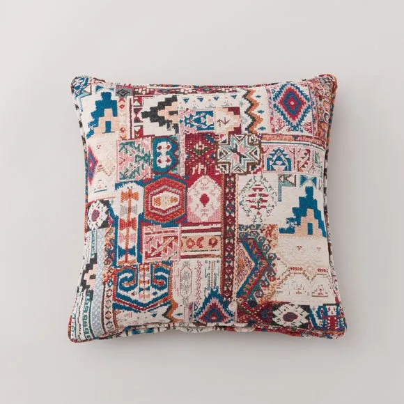 Square Cushion Cover with Zip - Red, Jacquard