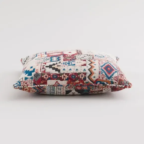 Square Cushion Cover with Zip - Red, Jacquard