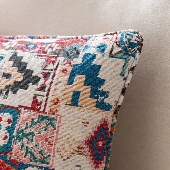 Square Cushion Cover with Zip - Red, Jacquard